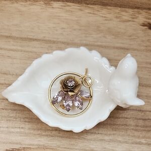 Vintage 1960s Rhinestone Lavender Brooch Rose And Petals